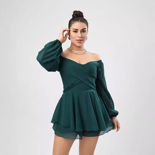 Dame romantisk jumpsuit med off-shoulder-design og flæsedetaljer Stilla