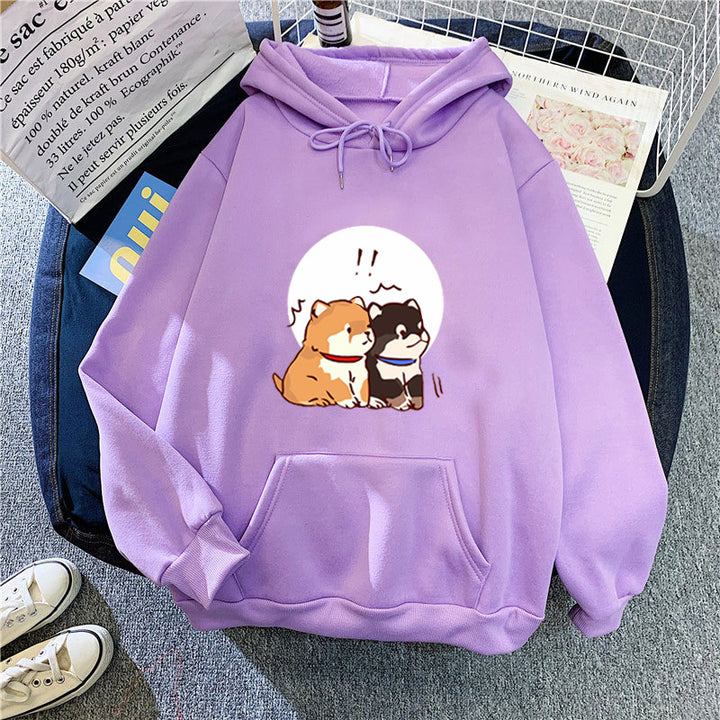 Kvinders hoodie med sødt hundedesign Skovae