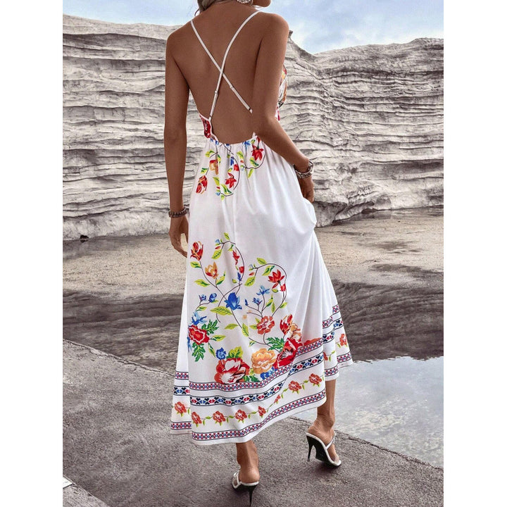 Dame Floral Broderet Maxikjole Stilla