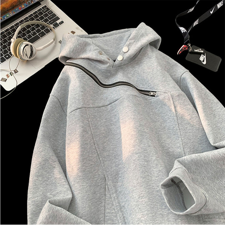 Herrer mode hoodie med innovativ lynlås og afslappet skæring Stilla