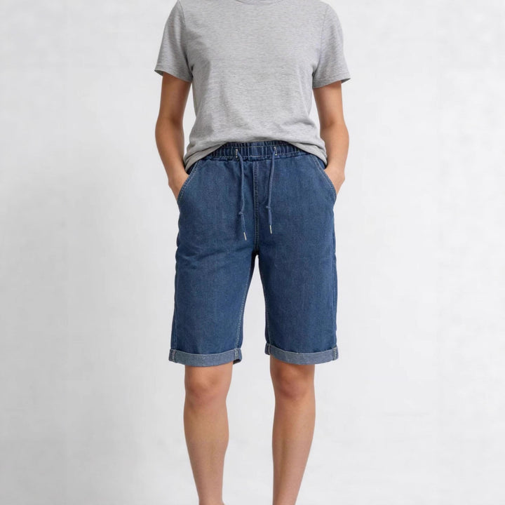 Dame jeans shorts med elastisk talje og praktiske lommer Skovae
