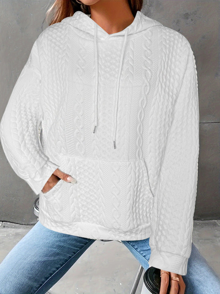 Dame Oversized Strikhoodie med Kængurulomme og Hætte Stilla