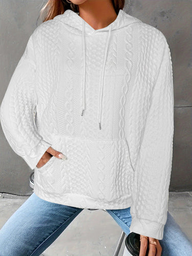 Dame Oversized Strikhoodie med Kængurulomme og Hætte Stilla