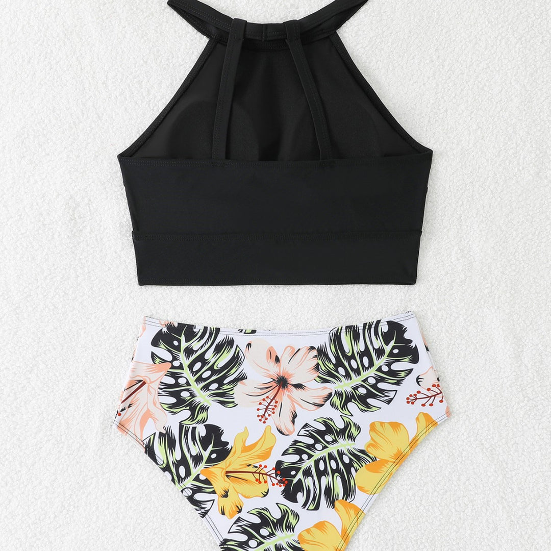 Dame Højkrave Floral Bikini Sæt Stilla
