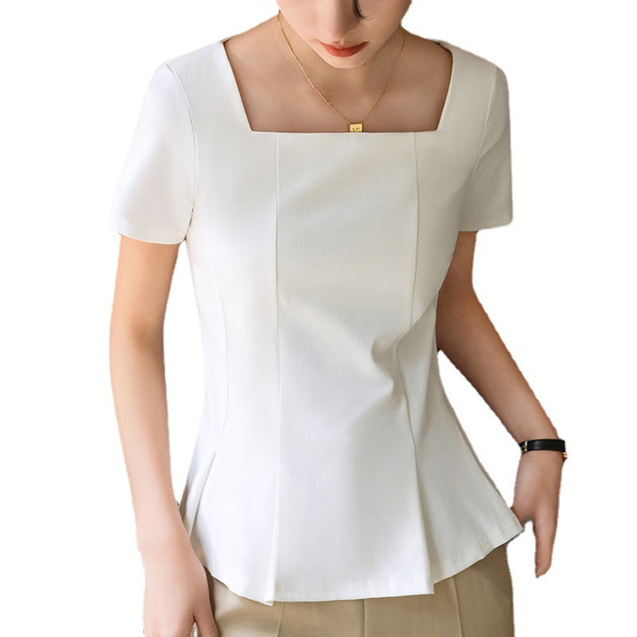 Damer elegant top med kvadratisk udsnit og lette folder Stilla