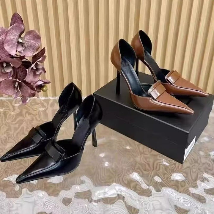 Kvinder Spids Tå High Heels med Kontrastrem Detail Stilla