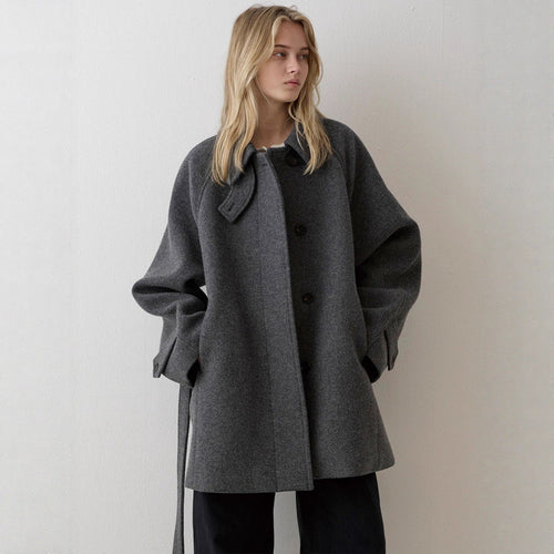 Dame quilted uldfrakke med elegant krave Stilla