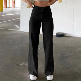 Dame brede High-Waist jeans i afslappet snit med elegant talje Skovae