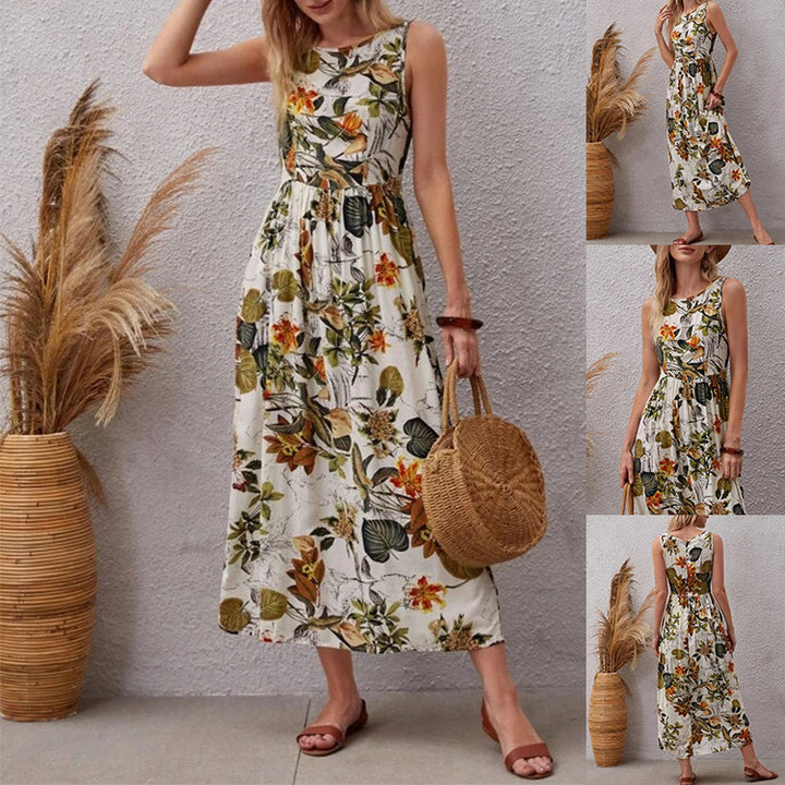 Dame Maxikjole med blomsterdesign og elegant silhuet Stilla