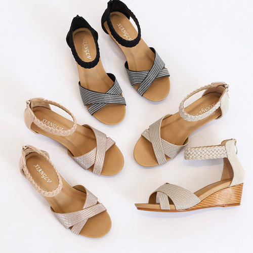 Dame Wedge-sandaler med moderne remdesign og elastisk overmateriale Stilla