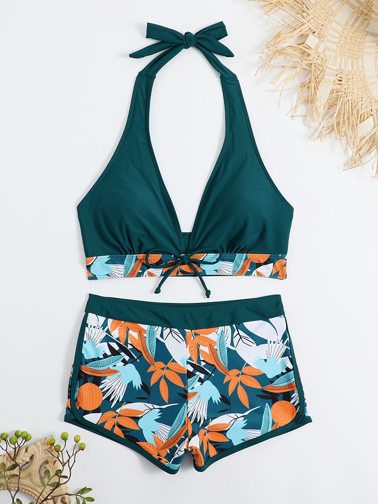 Dame bikini sæt med justerbar halter top og moderigtigt mønstret trusse Stilla