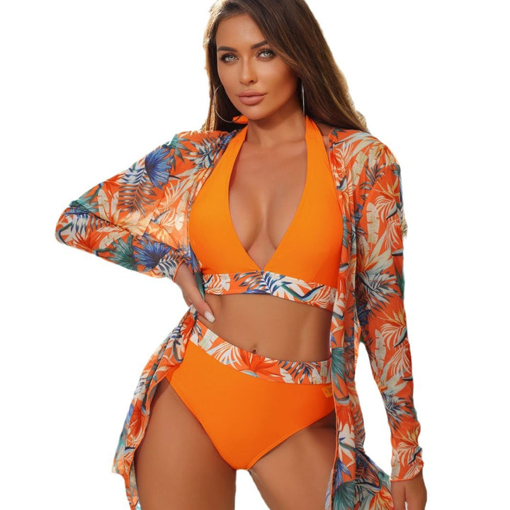 Dame Halter-Bikini med blomster Cover-Up Stilla