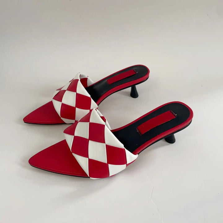 Femme Chic Vevet Spids Tå-Mules med elegant Mini-Hæl Stilla