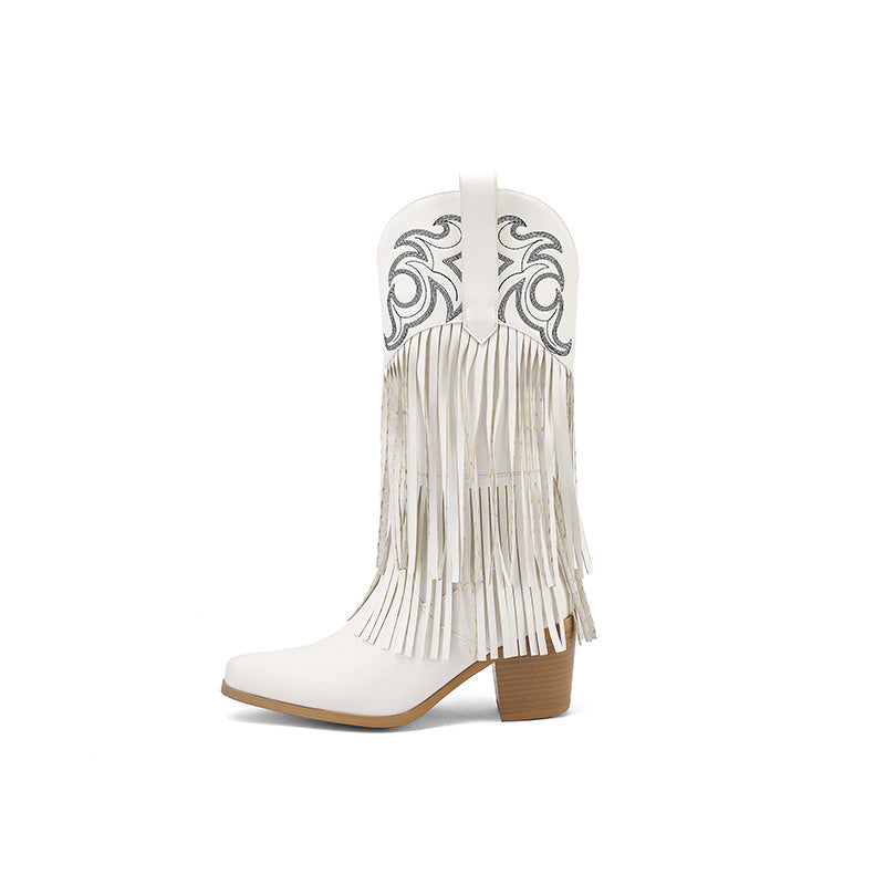 Femme Udsmykket Frynser Western Cowboy Støvler Stilla
