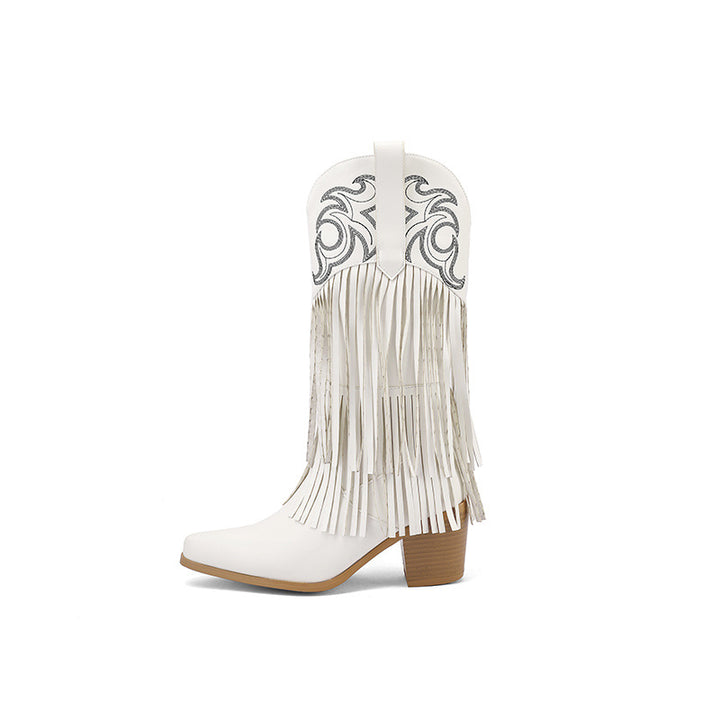 Femme Udsmykket Frynser Western Cowboy Støvler Stilla