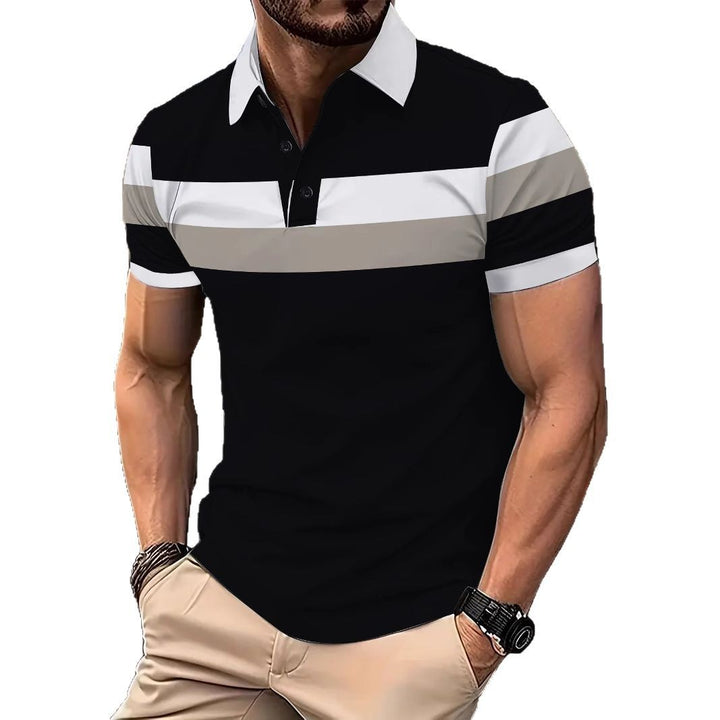 Herre poloshirt med moderne blokstribemønster Stilla