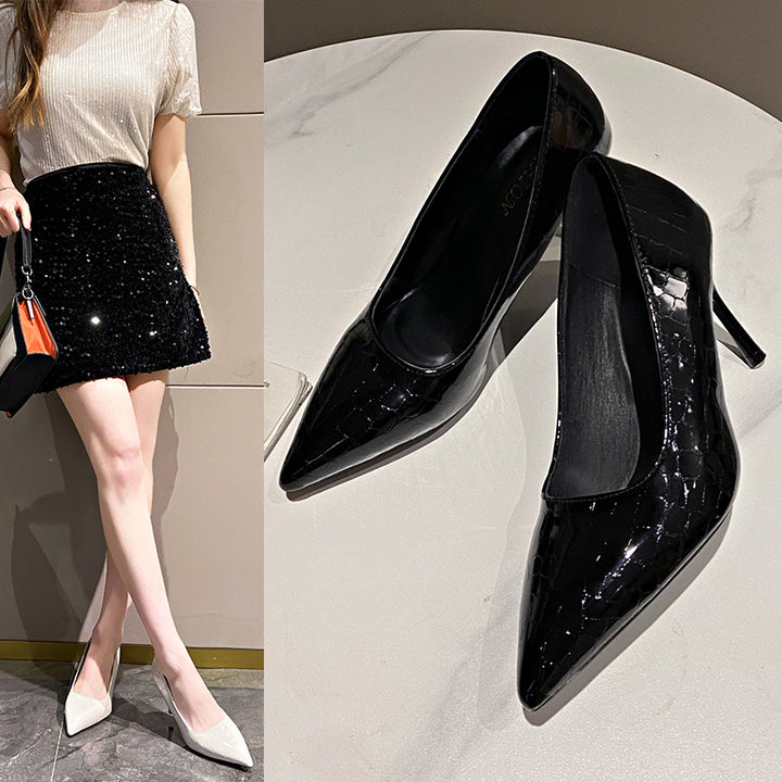 Dame Elegant og moderigtige pumps med krokodille-prægning og smal hæl Stilla