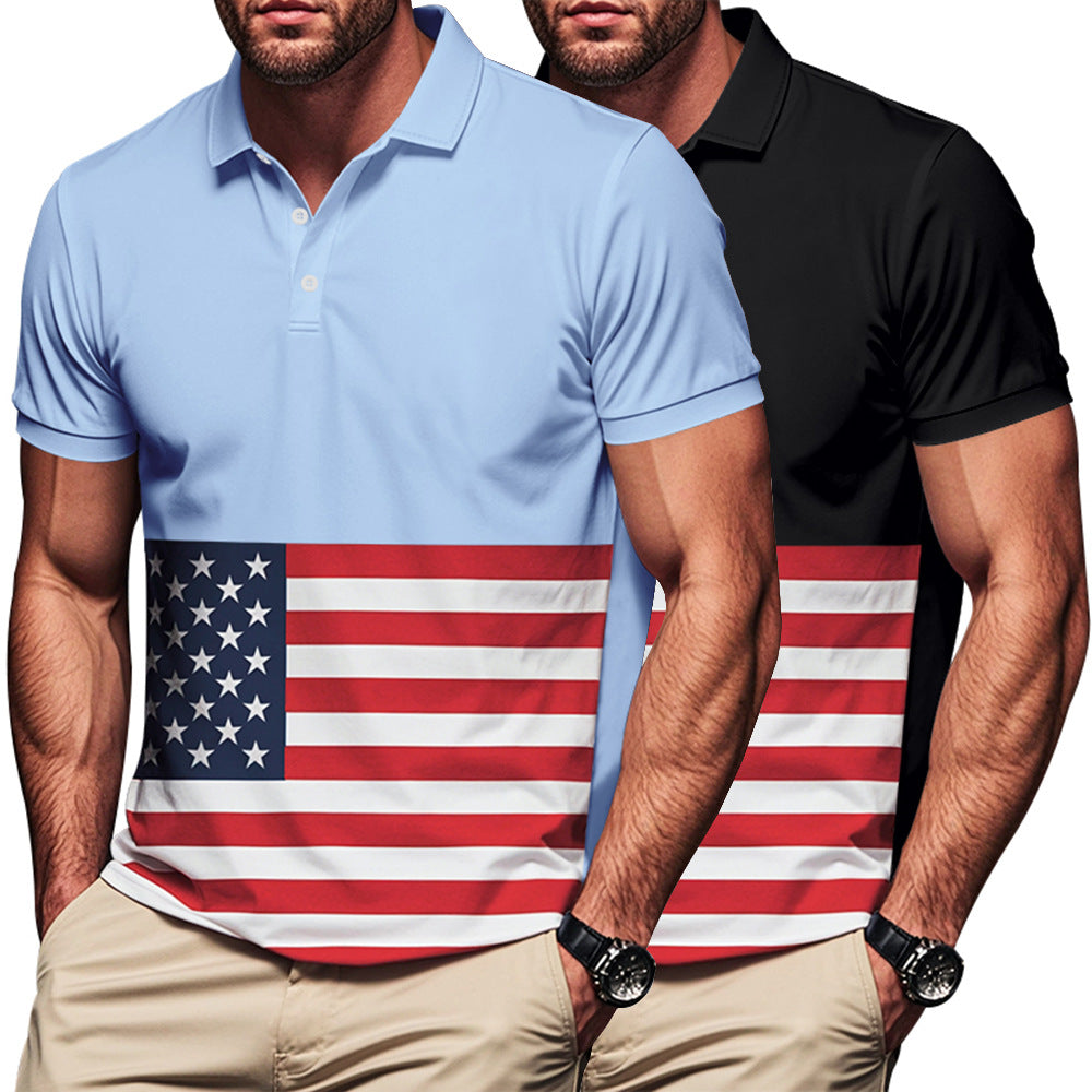 Herre polo skjorte i patriotisk stil med flagemotiv Stilla