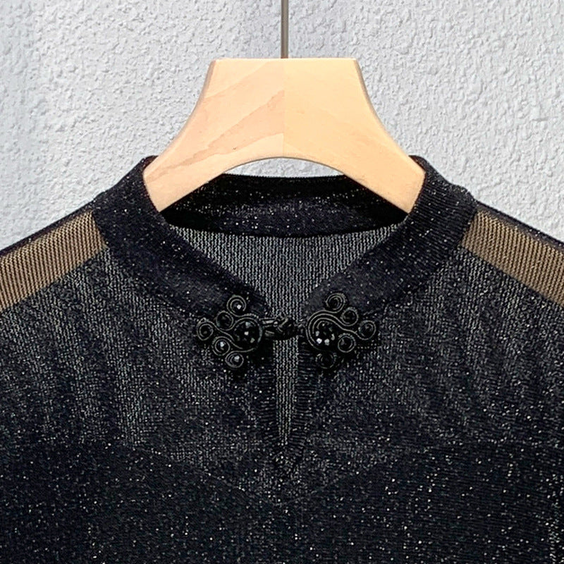 Dame kortærmet shirt med elegant blonde og glamorøs glimmertekstur Stilla
