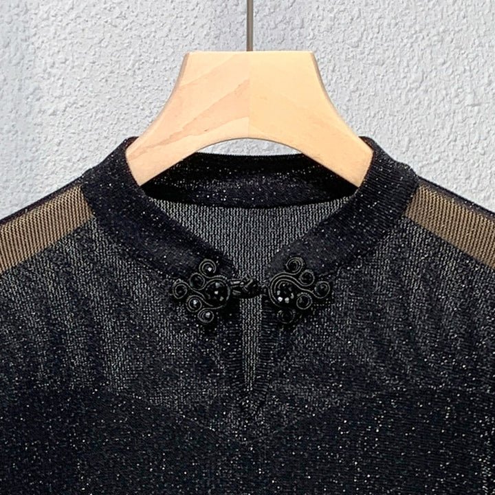 Dame kortærmet shirt med elegant blonde og glamorøs glimmertekstur Stilla