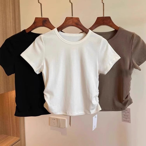 Dame Kortærmet Rynkning Side T-shirt Stilla