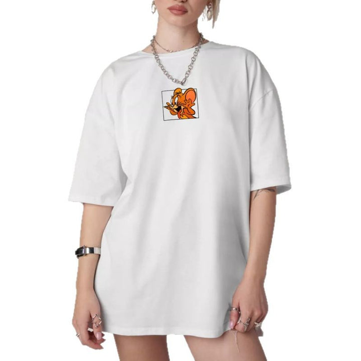 Dame T-shirt med kreativt cartoon-design Stilla