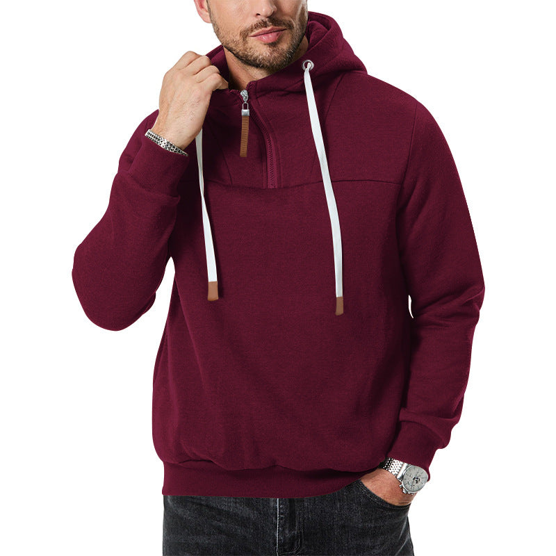 Herre funktionel hættepullover med halv lynlås og innovative detaljer Stilla