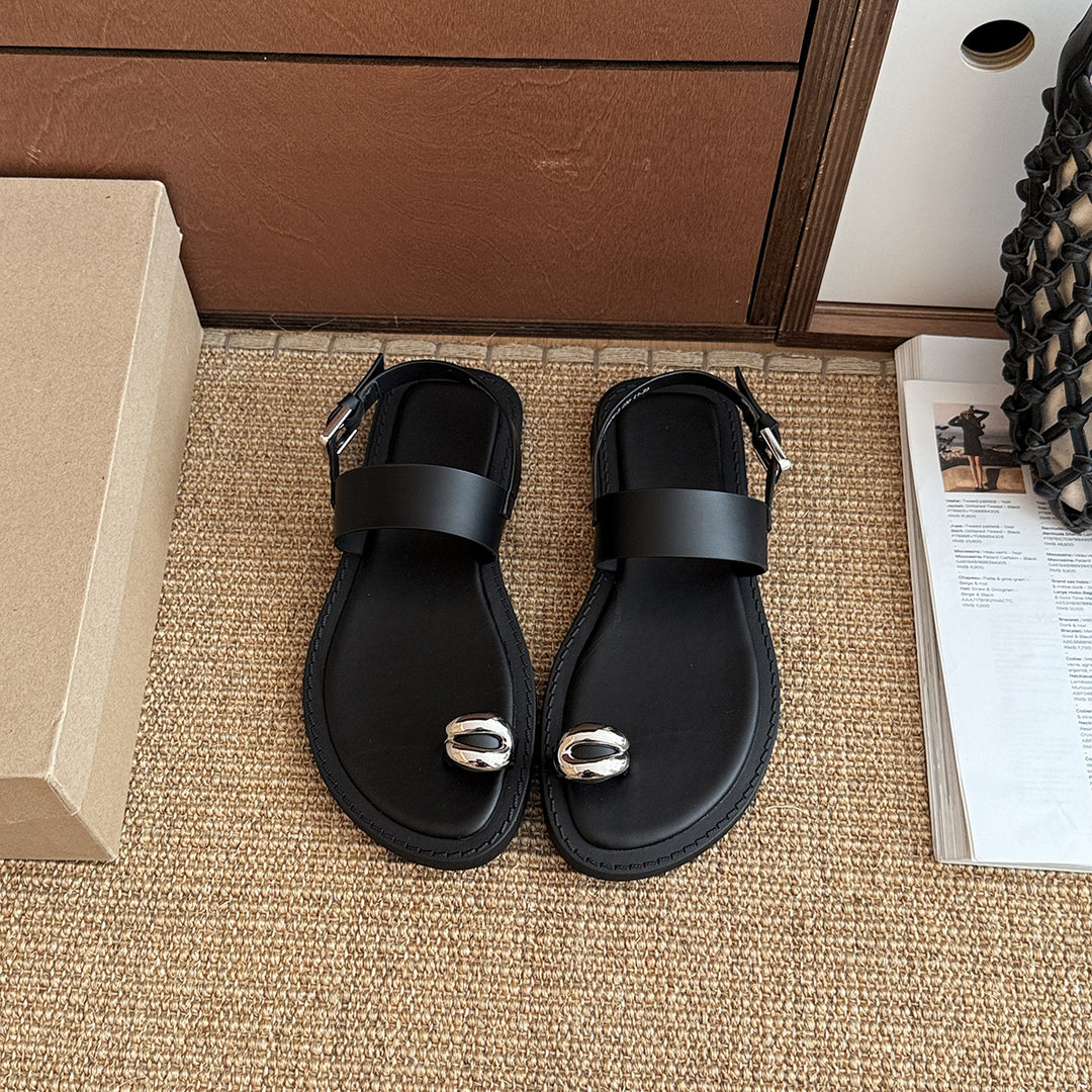 Dame Chic Slingback Sandaler med dekorativ hardware Stilla