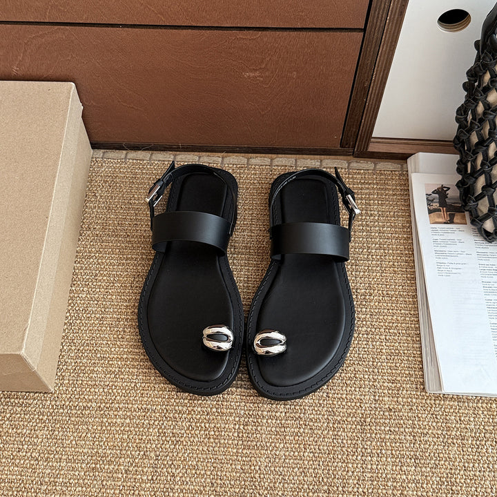 Dame Chic Slingback Sandaler med dekorativ hardware Stilla