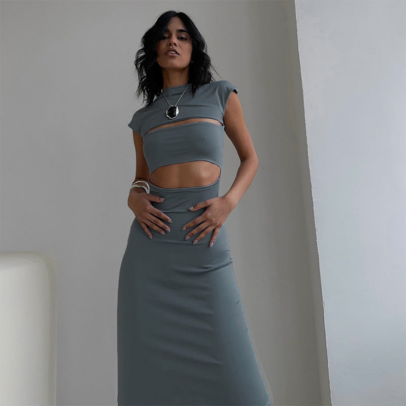 Dame elegant maxikjole med modeller i cut-out stil og figursyet snit Stilla