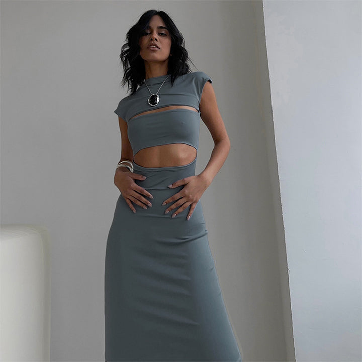 Dame elegant maxikjole med modeller i cut-out stil og figursyet snit Stilla