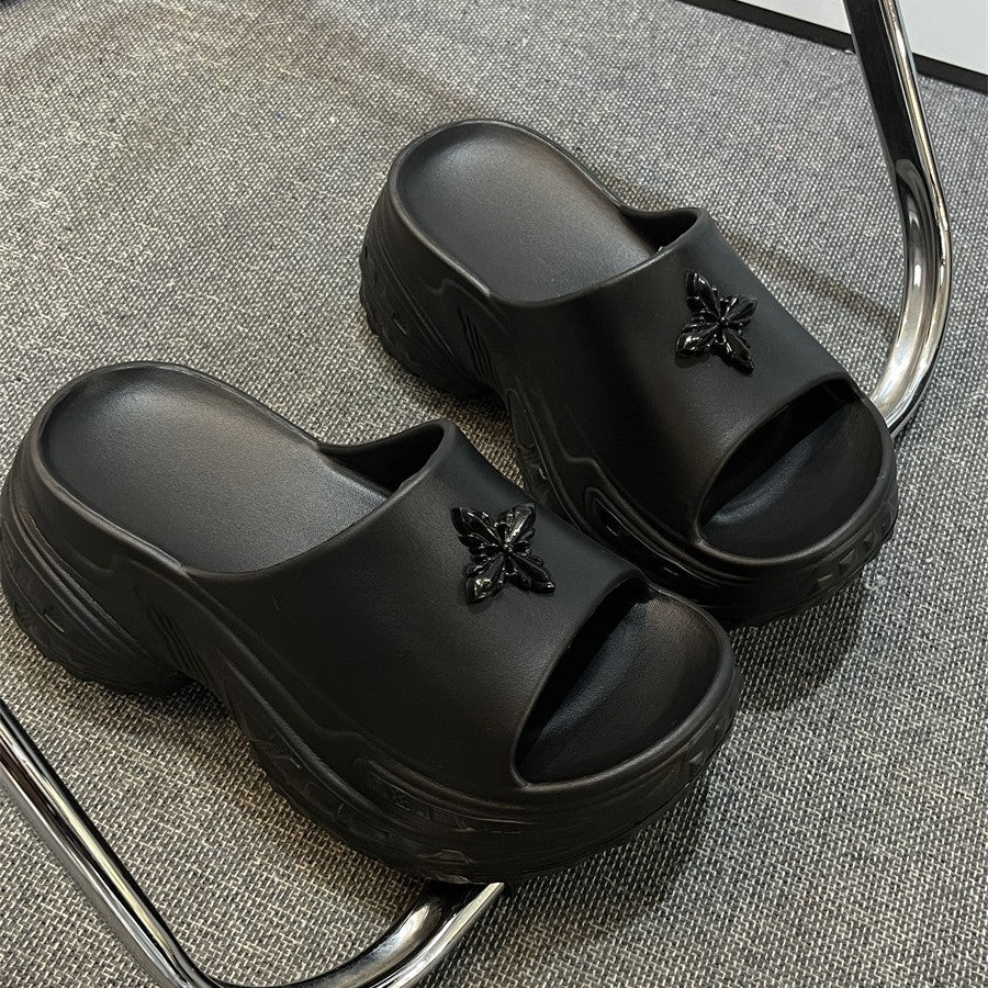 Dame platform-sandaler med dekorativ smykkeStilla