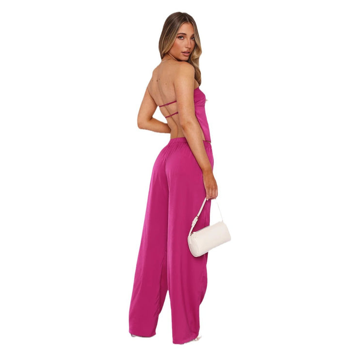 Dame Elegant Strapless Crop Top og Flydende Stumpebukser-Sæt Stilla