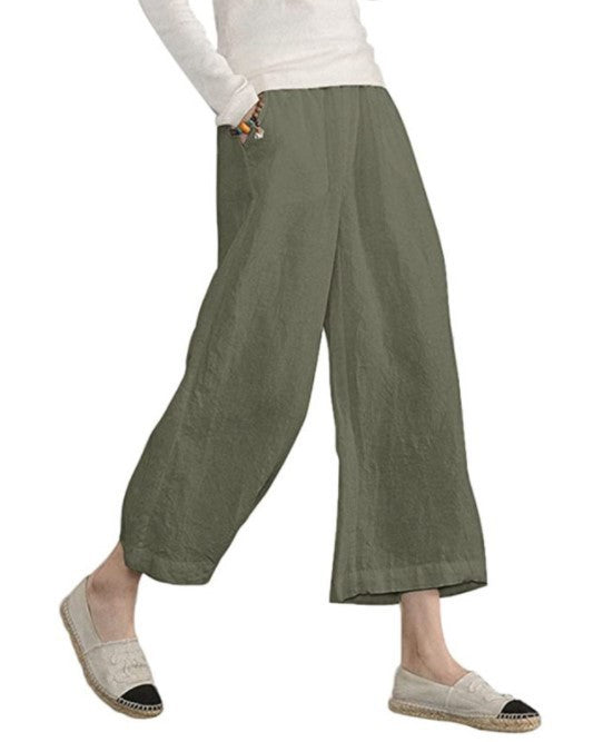 Dame Casual bred sommerbukser med elastisk talje og praktiske lommer Stilla