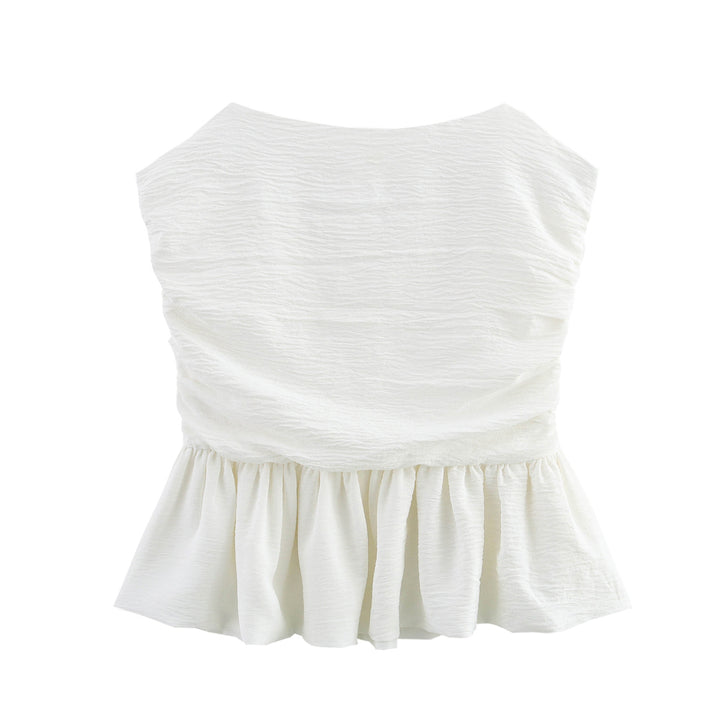 Femme Peplum Top med struktureret stof Stilla