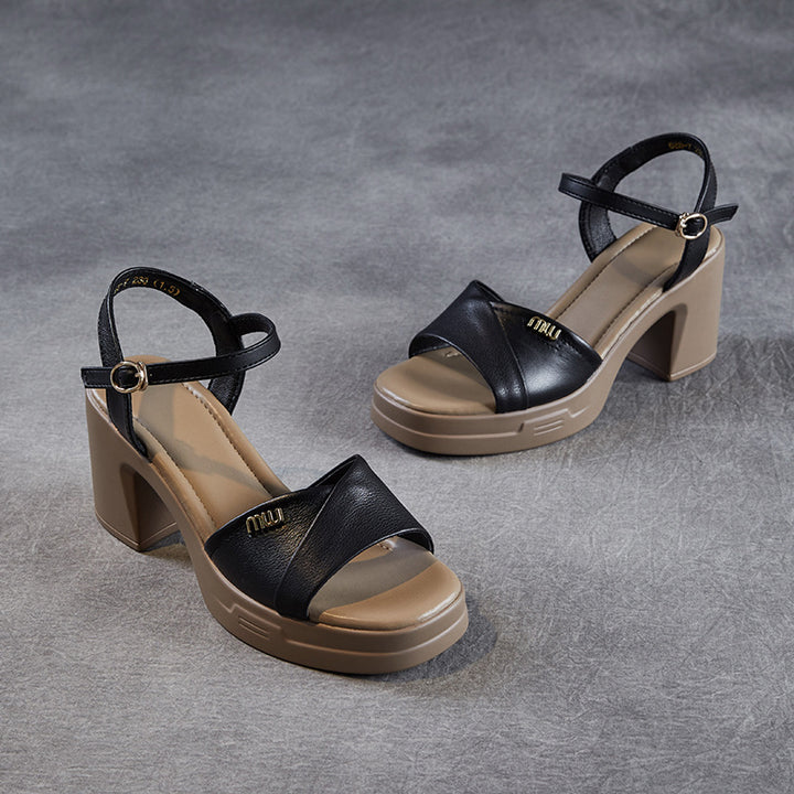 Dame Chunky Platform Sandaler med elegant Kryds-Over-Design Stilla