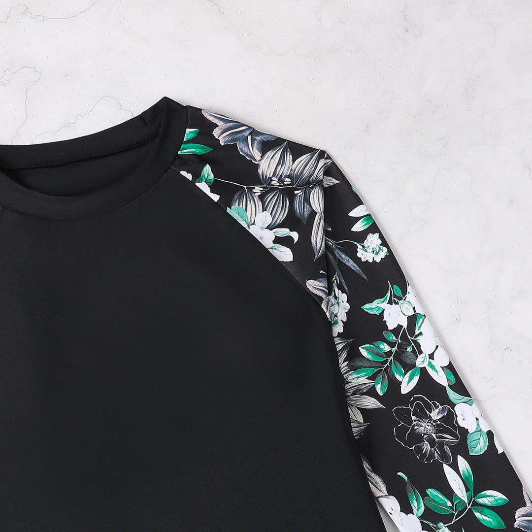 Dame Langærmet Floral Print Rash Guard Sæt Stilla