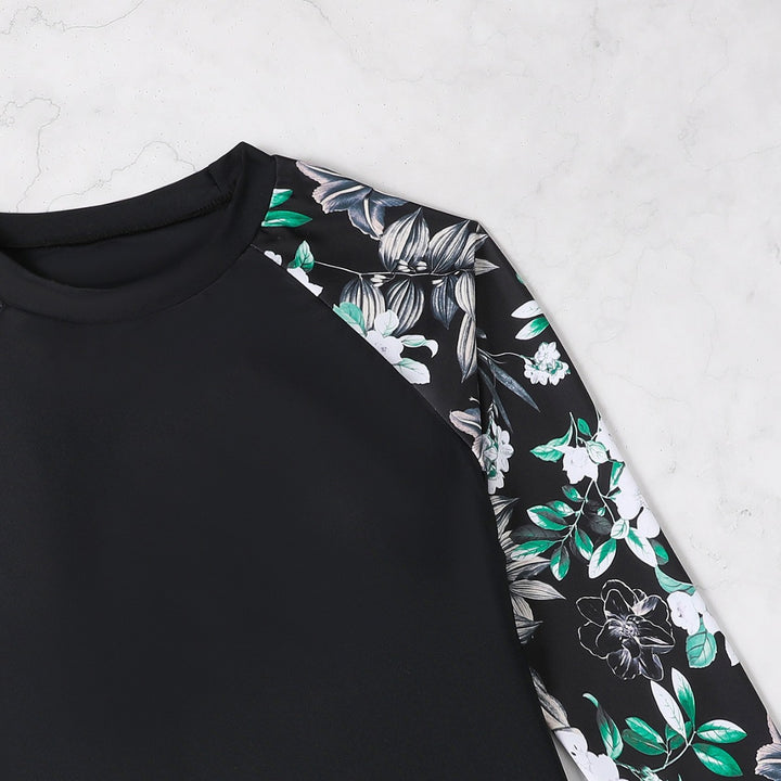 Dame Langærmet Floral Print Rash Guard Sæt Stilla