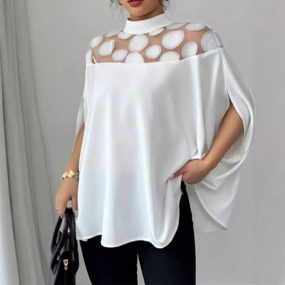 Dame moderne bluse med transparent skulderdesign Stilla