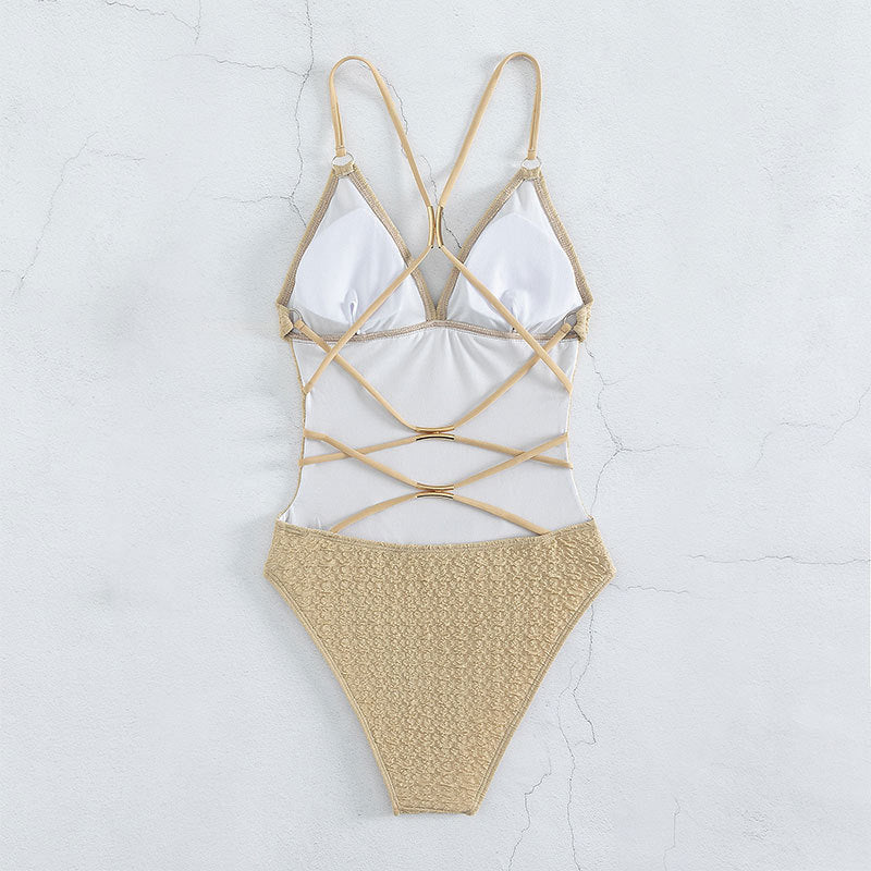 Dame one-piece badedragt med draperet design og moderne stropper Stilla