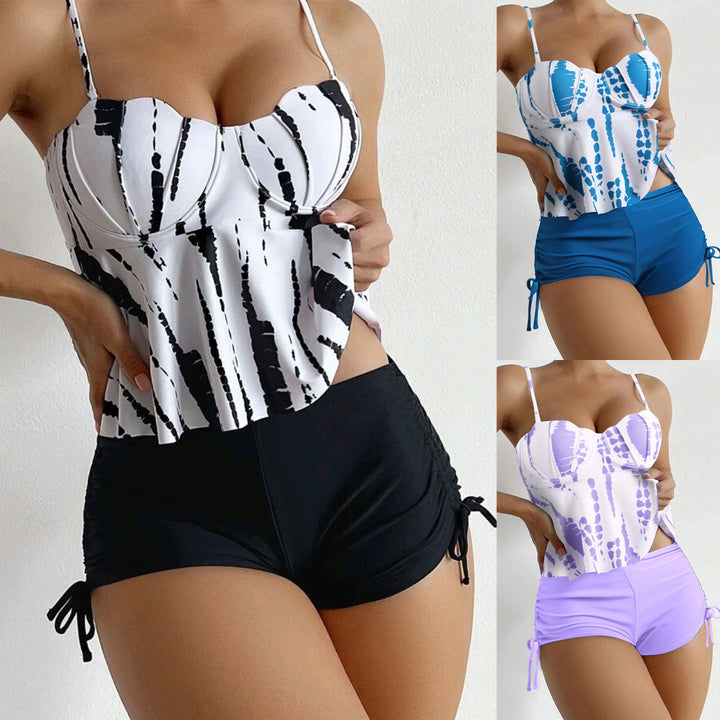 Dame Tankini med fashionable bustier top og afslappede shorts Stilla