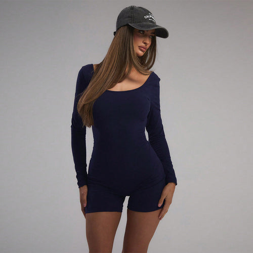 Kvindernes langærmede bodysuit med en figursyet pasform og trendy U-hals Stilla