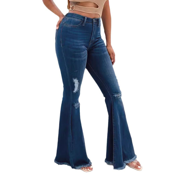 Dame Flared Jeans med frynseender og modige slidser Stilla