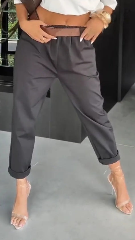 Kvinder moderne chino bukser med elastisk talje og bred ben Stilla
