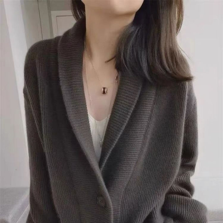 Femme Chunky Strik Knap-Op Cardigan Stilla