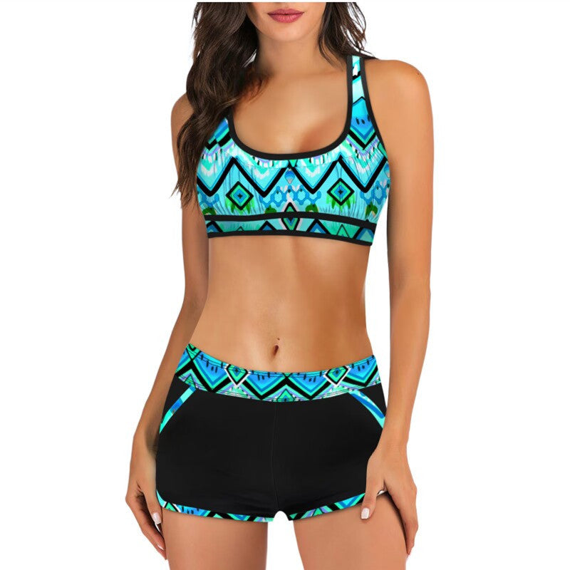 Dame Sports-Bikini-Sæt med stilfuld Crop-Top og Shorts Stilla