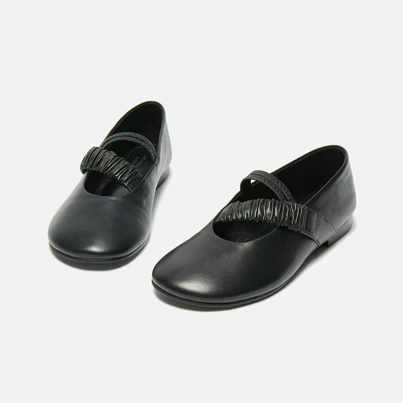 Femme Elegante Slip-On Ballett Flats med rynket ankelrem detalje Stilla