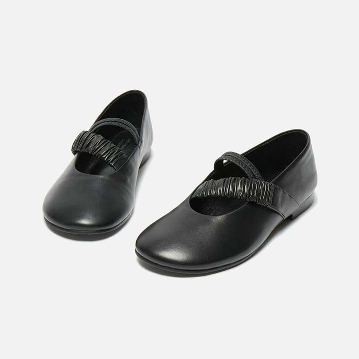 Femme Elegante Slip-On Ballett Flats med rynket ankelrem detalje Stilla