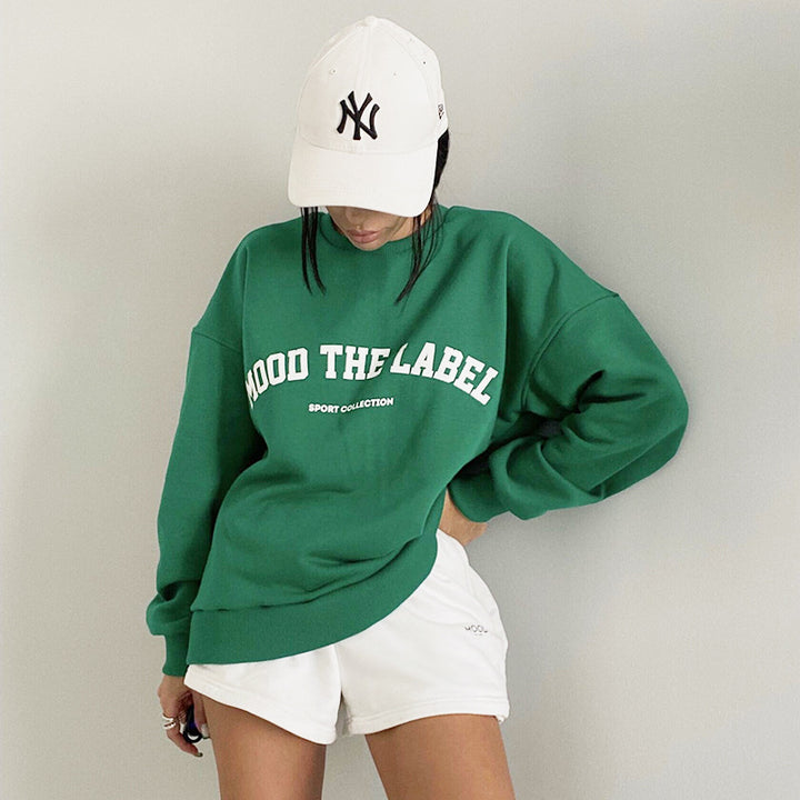 Dame Sporty Oversized Sweatshirt med kreativt skrift Stilla