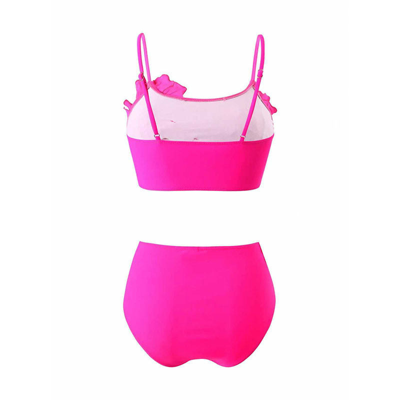 Dame bikini-sæt med blomstret 3D-design og højt skåret bund Skovae